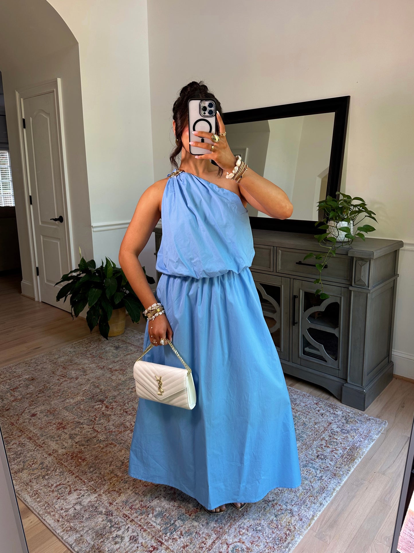 Seaside Shell Blue Midi Dress