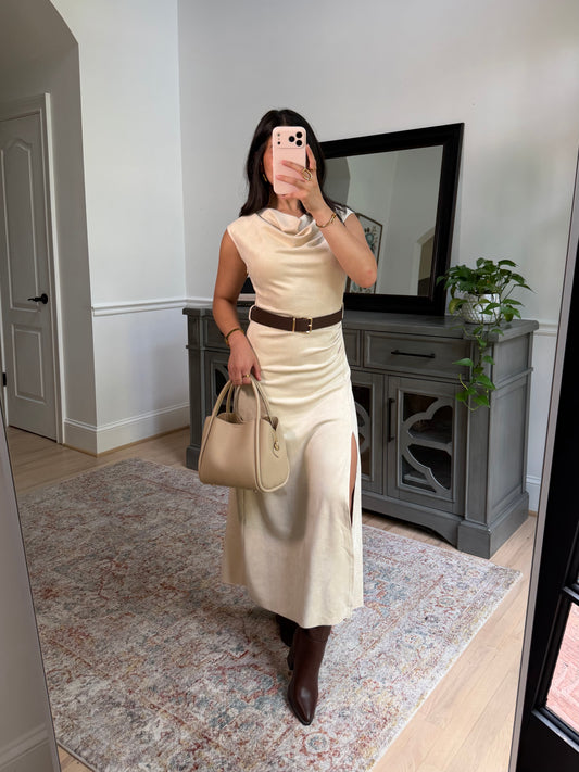Meadow Muse Suede Cream Dress (belt included)
