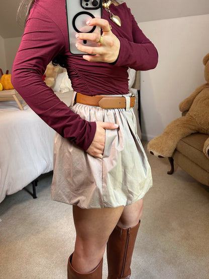 Mocha Bubble Hem Shorts
