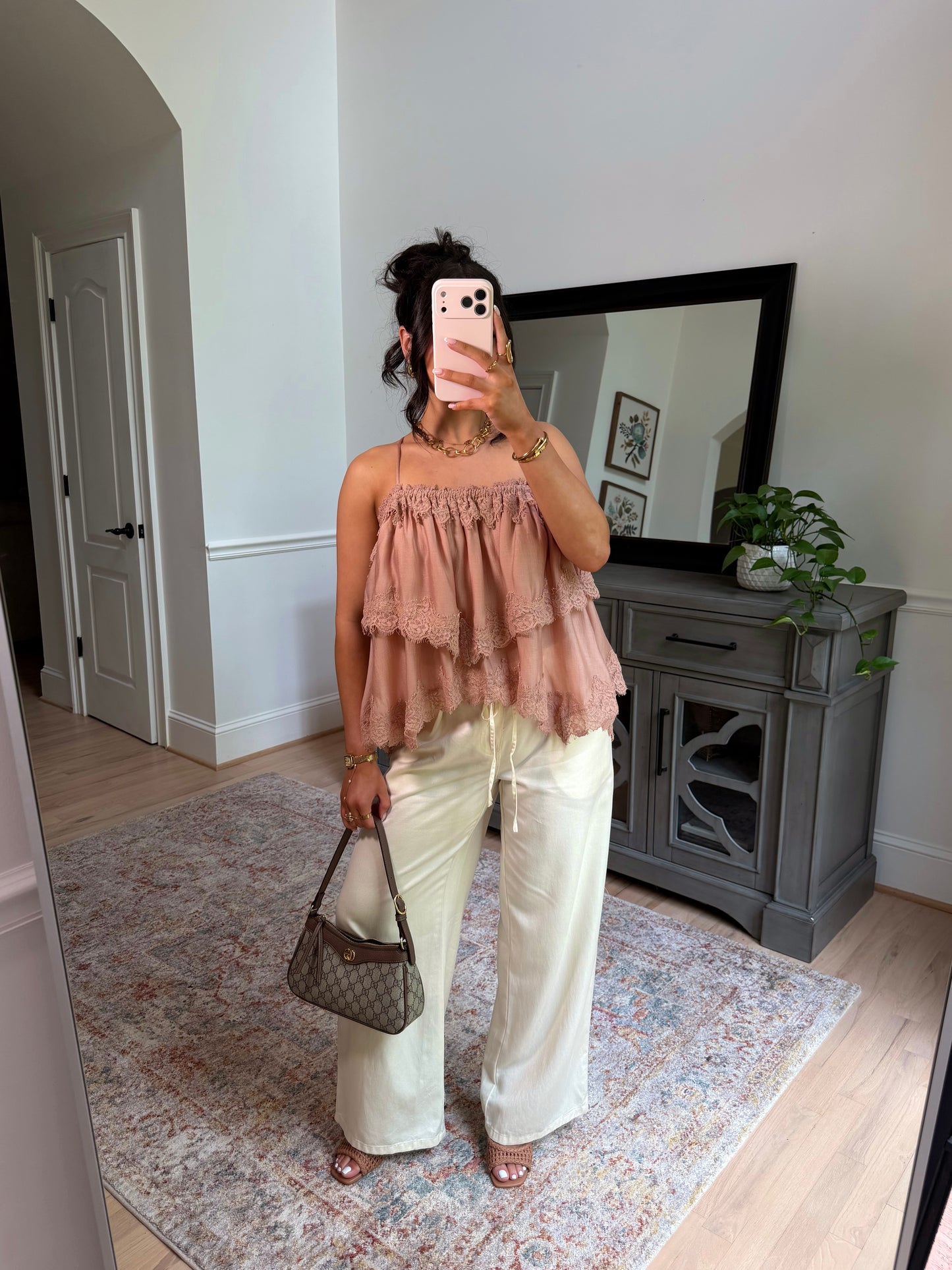 Blush Lace Ruffle Top