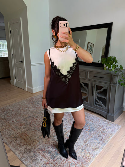 The London Layered Satin Lace Dress