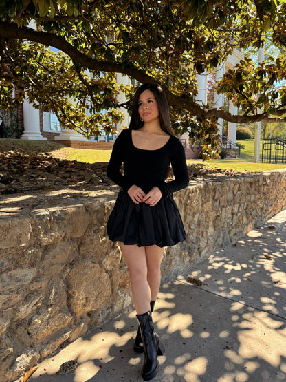 Black Bubble Hem Mini Dress