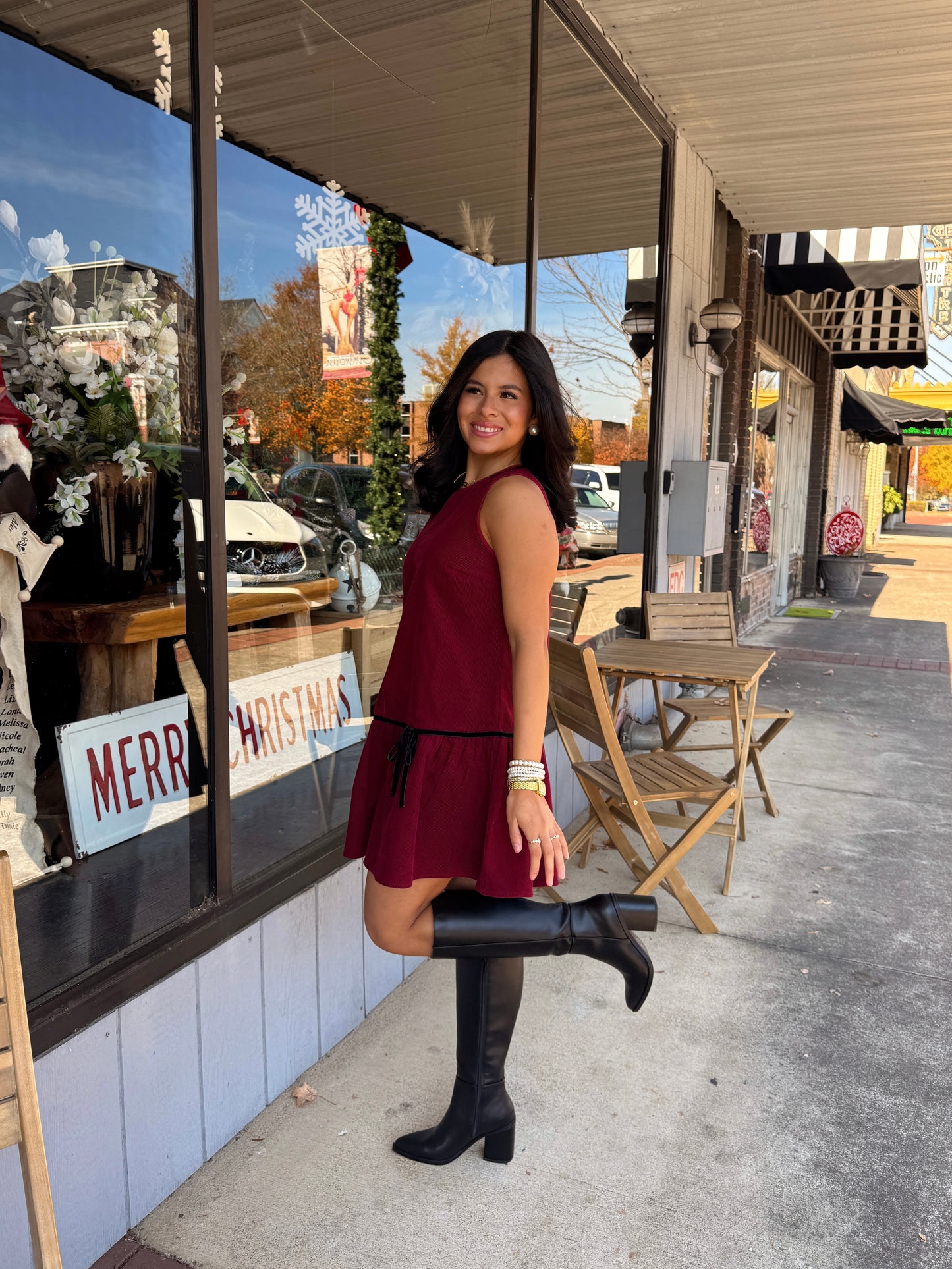 Bowed Up Corduroy Dress