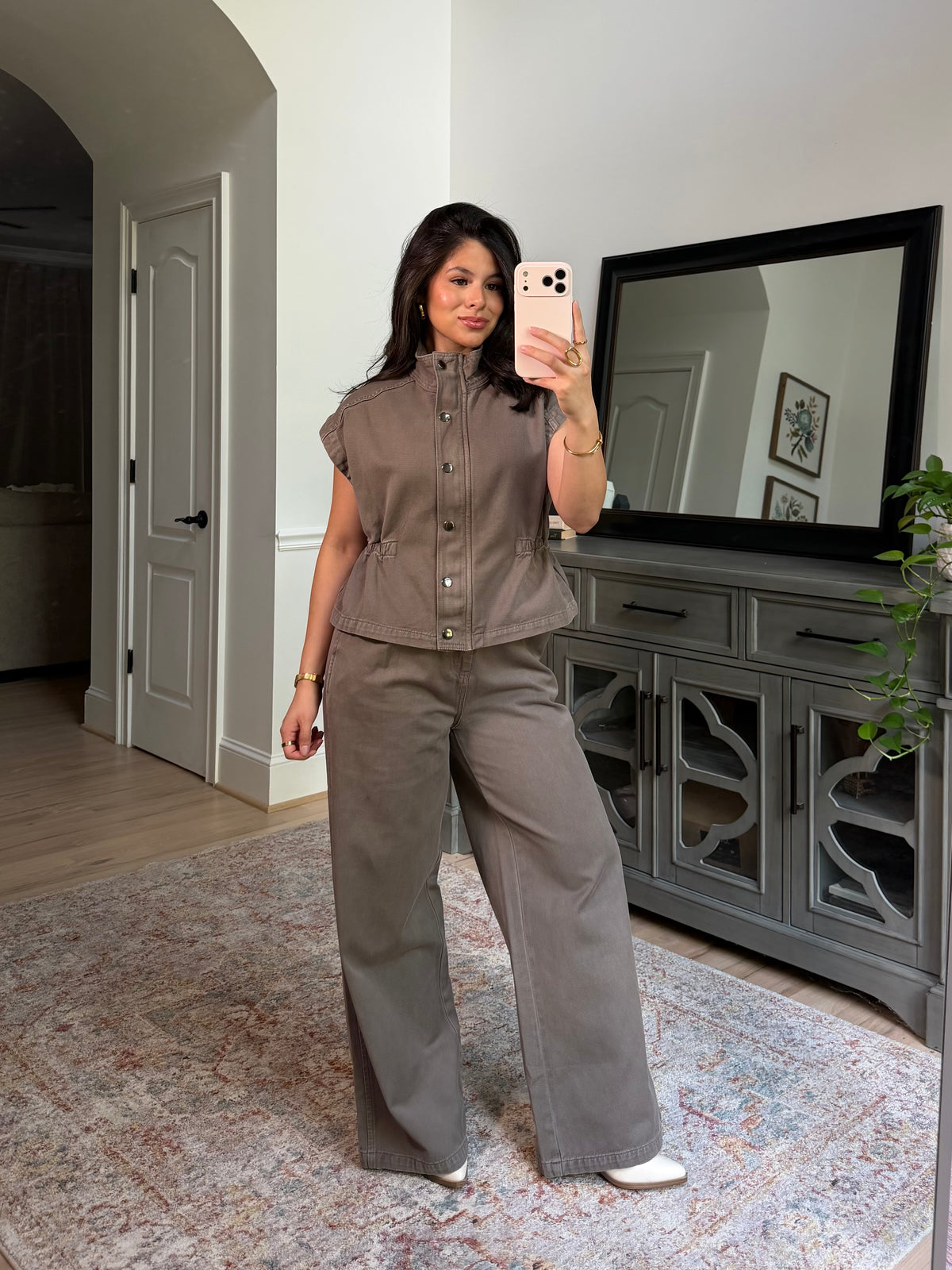 Manhattan Taupe Denim Vest & Pants Set