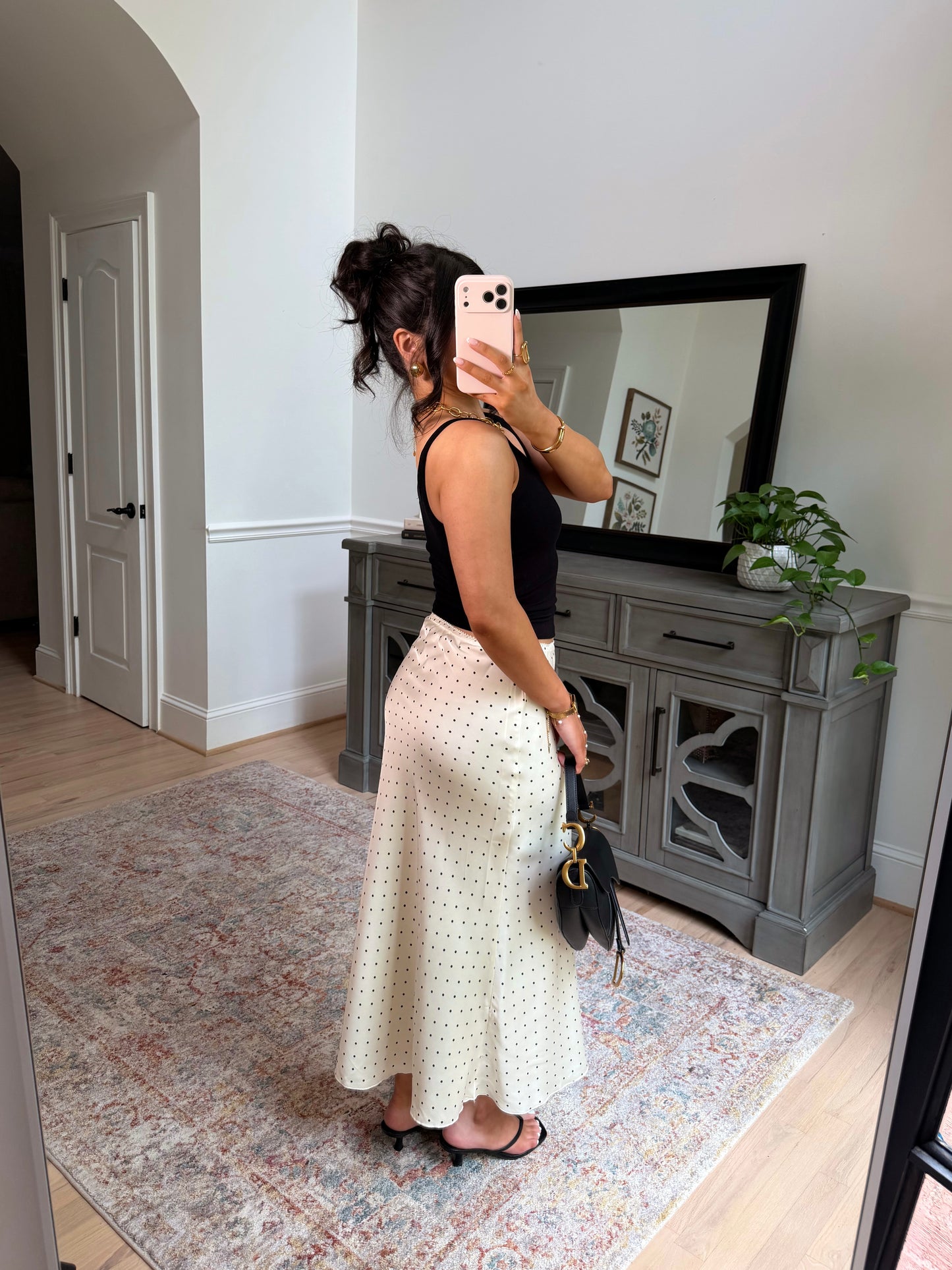 Femme Polka Dot Satin Skirt