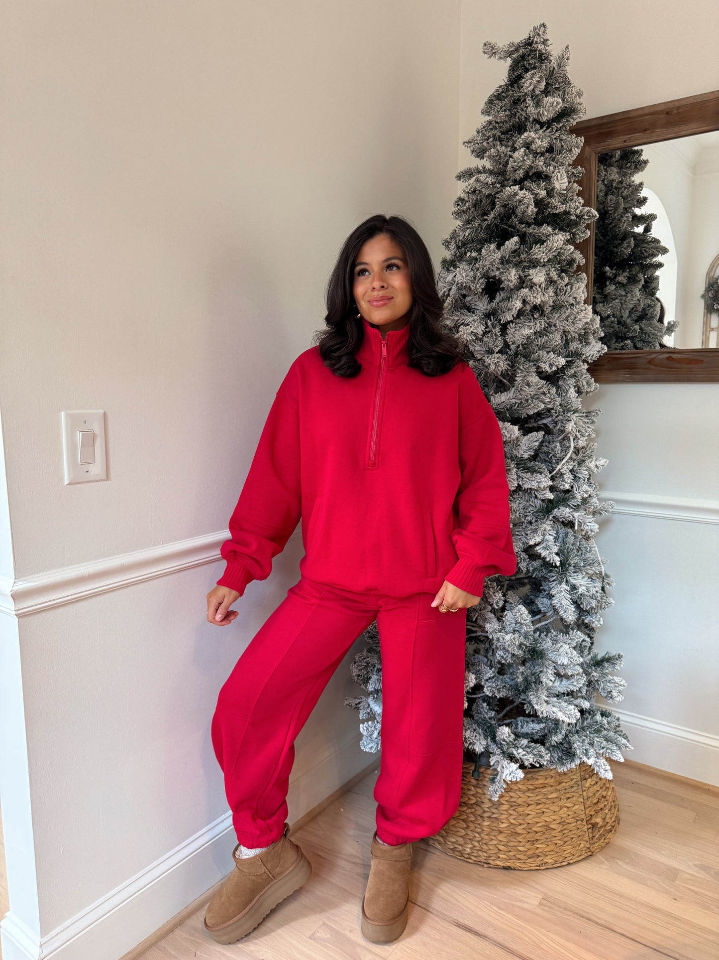 Red Quarter Zip & Jogger Set