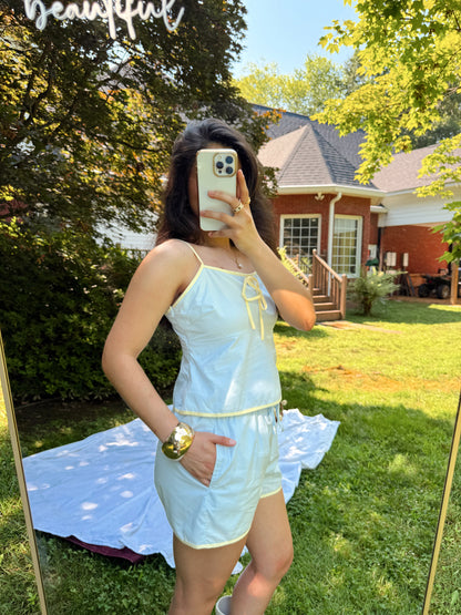 Pastel Blue & Yellow Top and Short Set