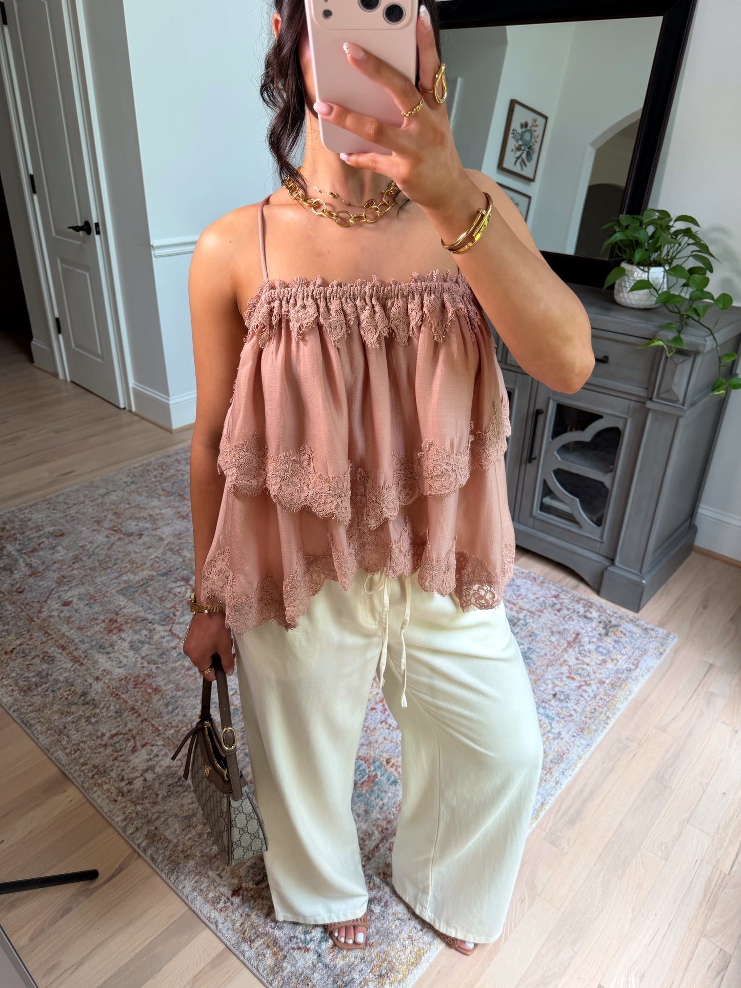 Blush Lace Ruffle Top
