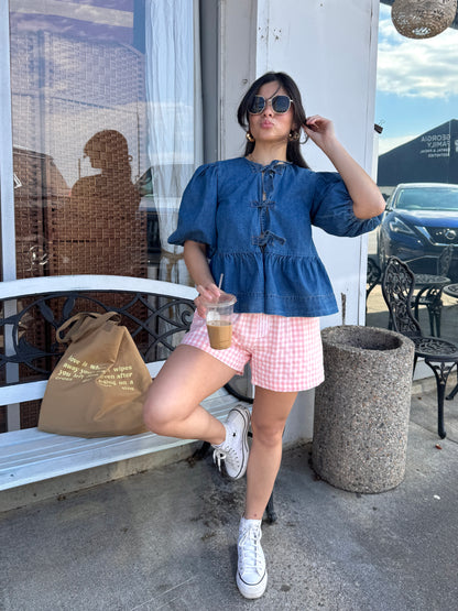 Baby Pink Checkered Boxer Shorts