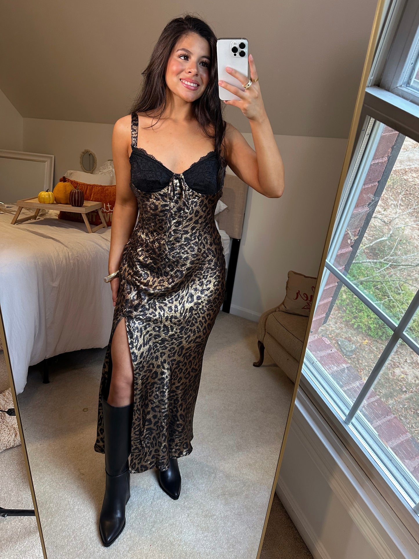 Black Lace Shimmer Leopard Dress