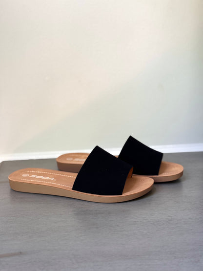 Black Slip-On Sandals