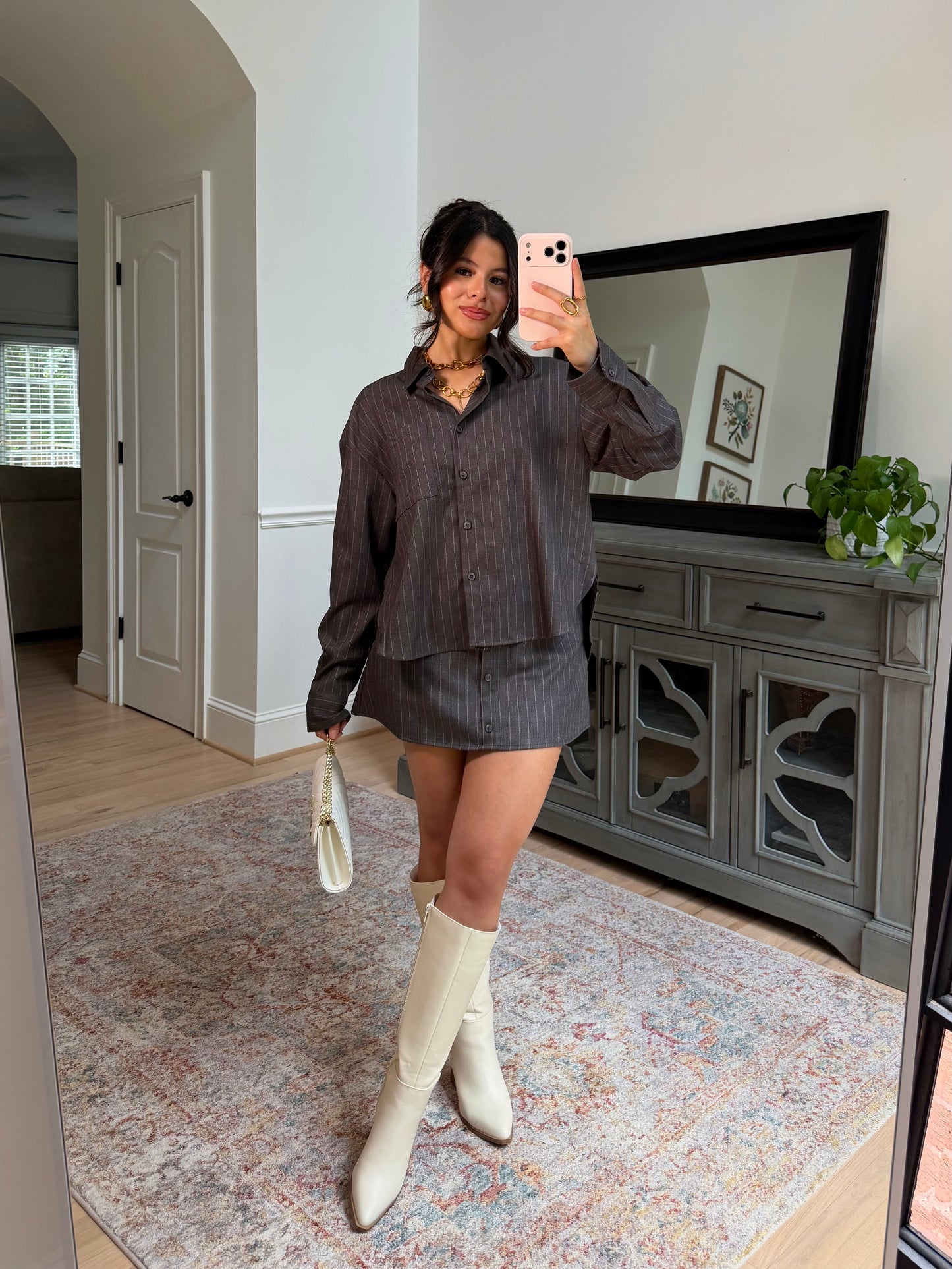 Fifth Avenue Grey Striped Set