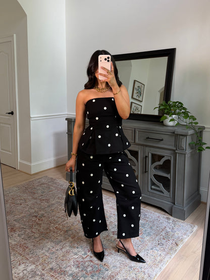 Midnight in Paris Polka Dot Top & Pant Set