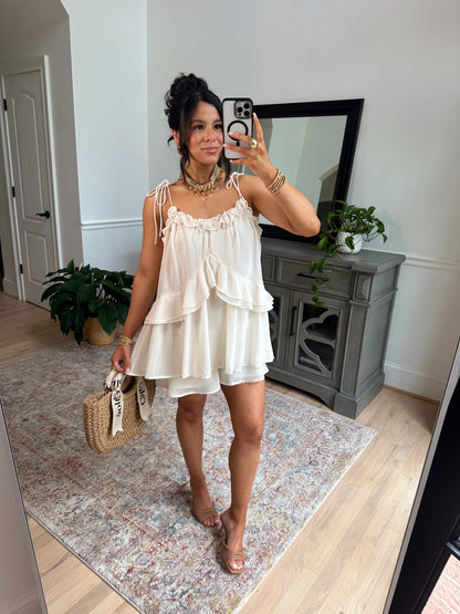 Favorite Girl Ruffle Romper (Ivory)
