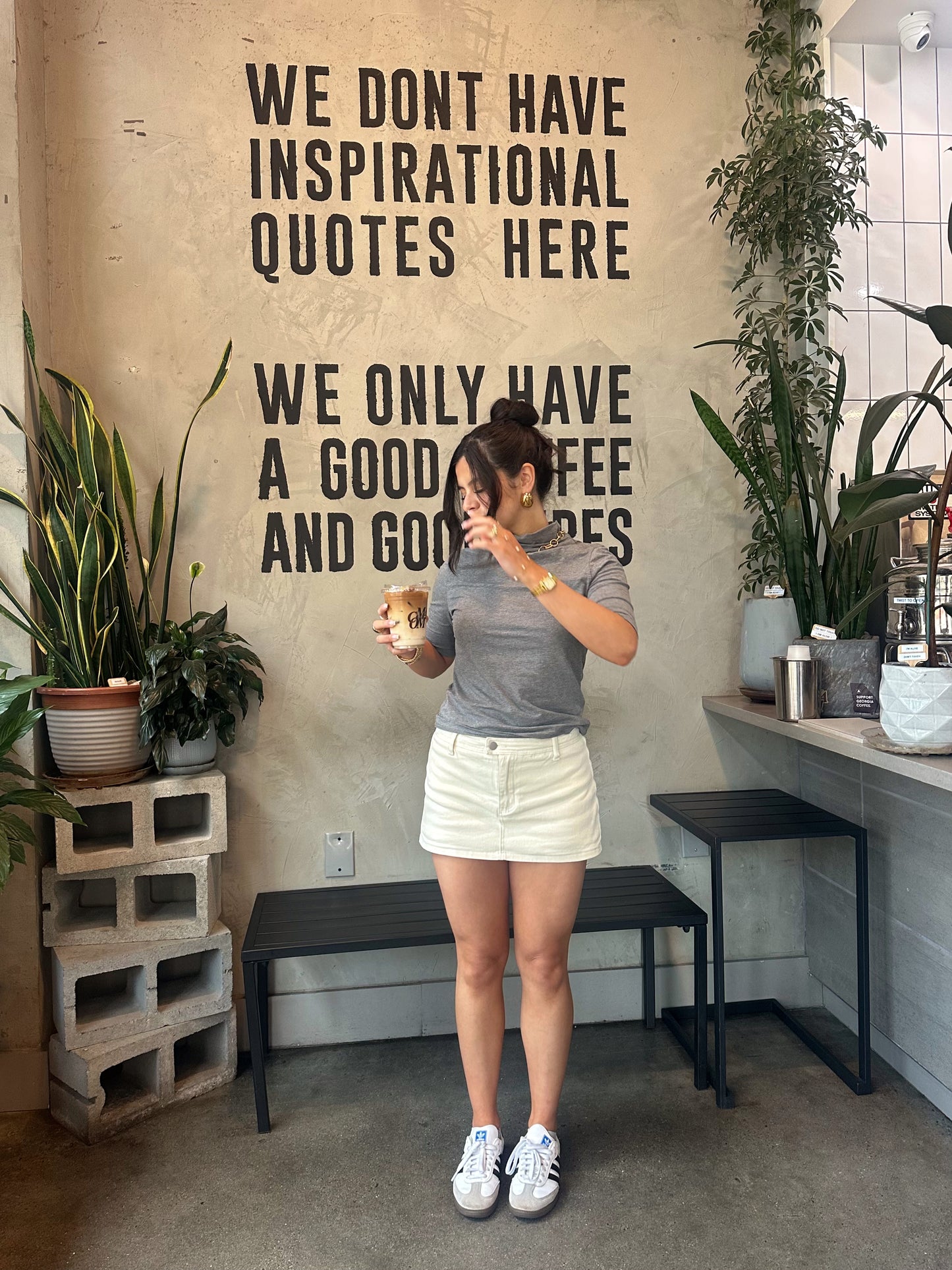 OOTD Cream Denim Mini Skort