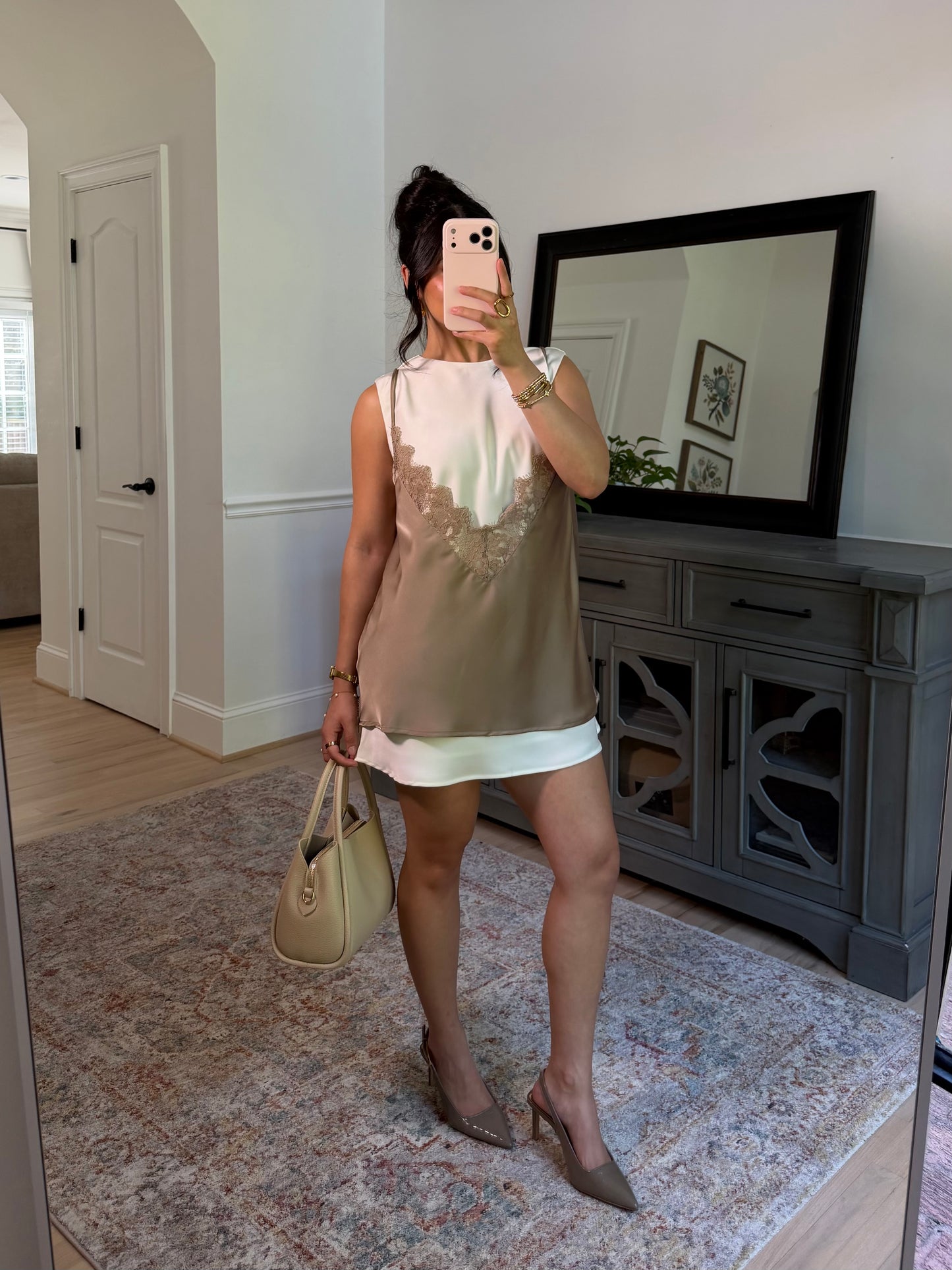 The London Layered Satin Lace Dress