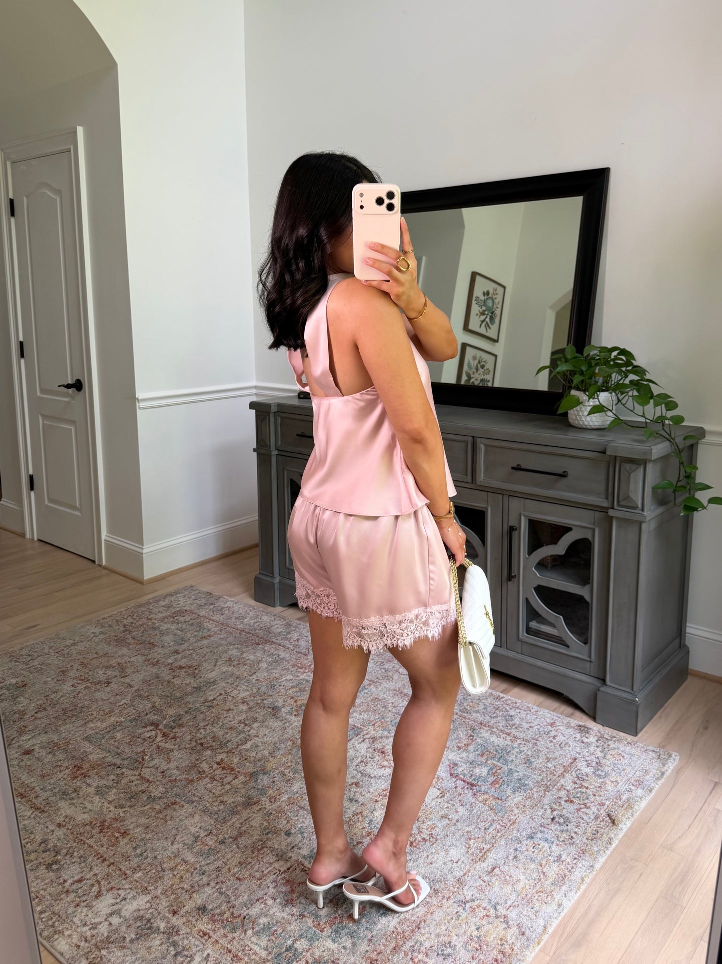Daydreaming Lace Satin Shorts (Baby Pink)