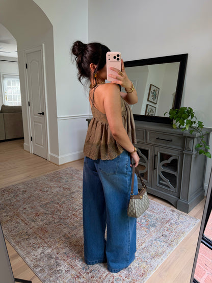 The Verona Olive Lace Top