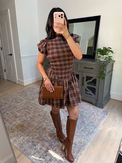 Cinnamon Spice Plaid Dress