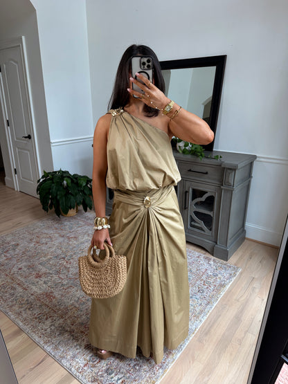 Tuscan Golden Petal Maxi Skirt (Tan)