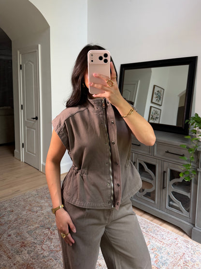 Manhattan Taupe Denim Vest & Pants Set