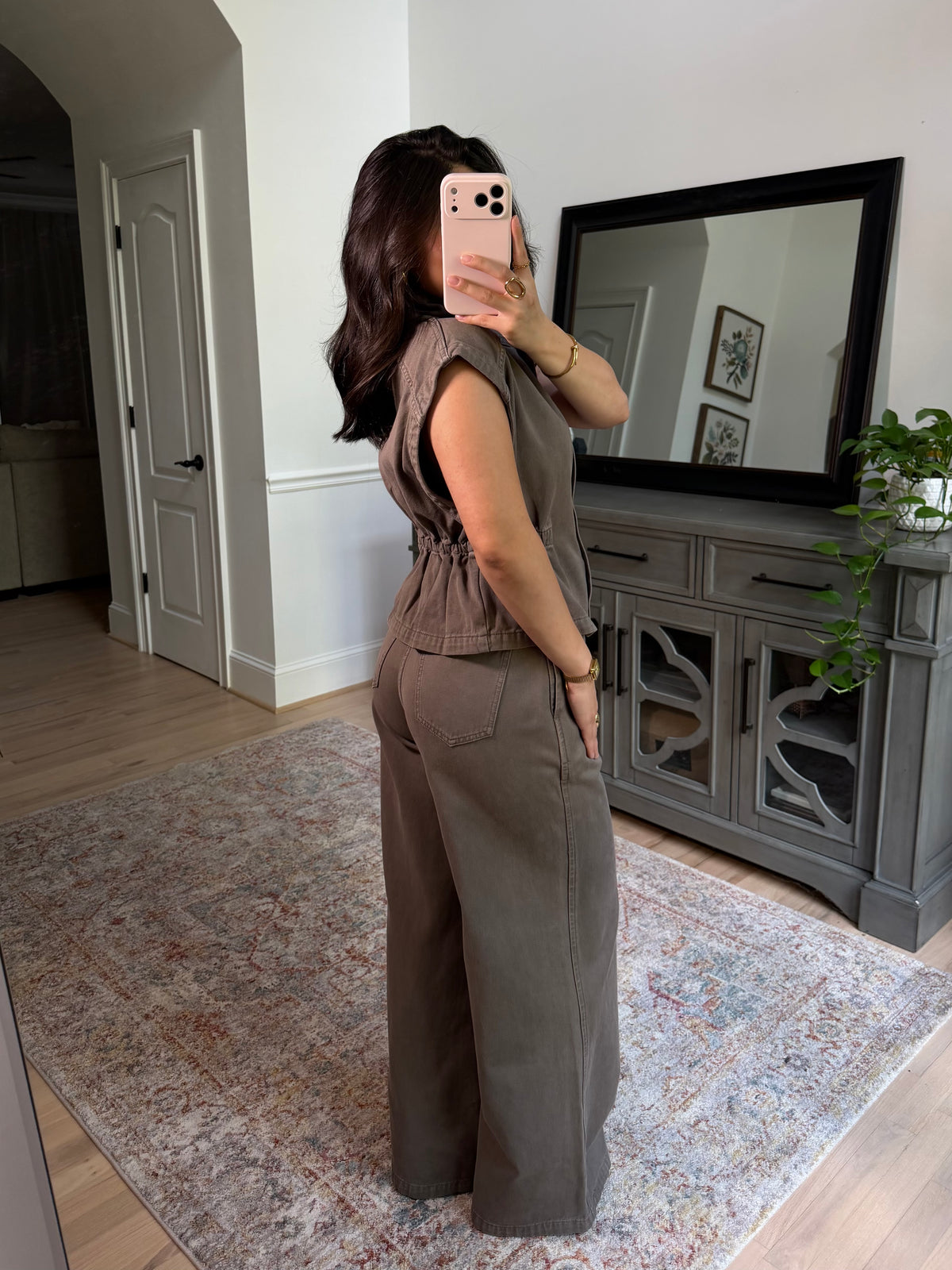 Manhattan Taupe Denim Vest & Pants Set