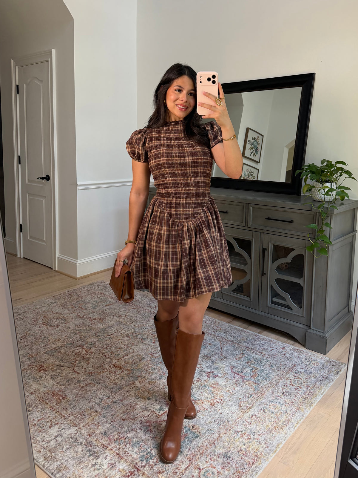Cinnamon Spice Plaid Dress