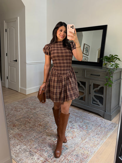 Cinnamon Spice Plaid Dress