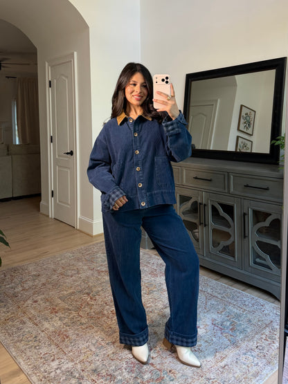 Bailey Corduroy Blue Plaid Jacket