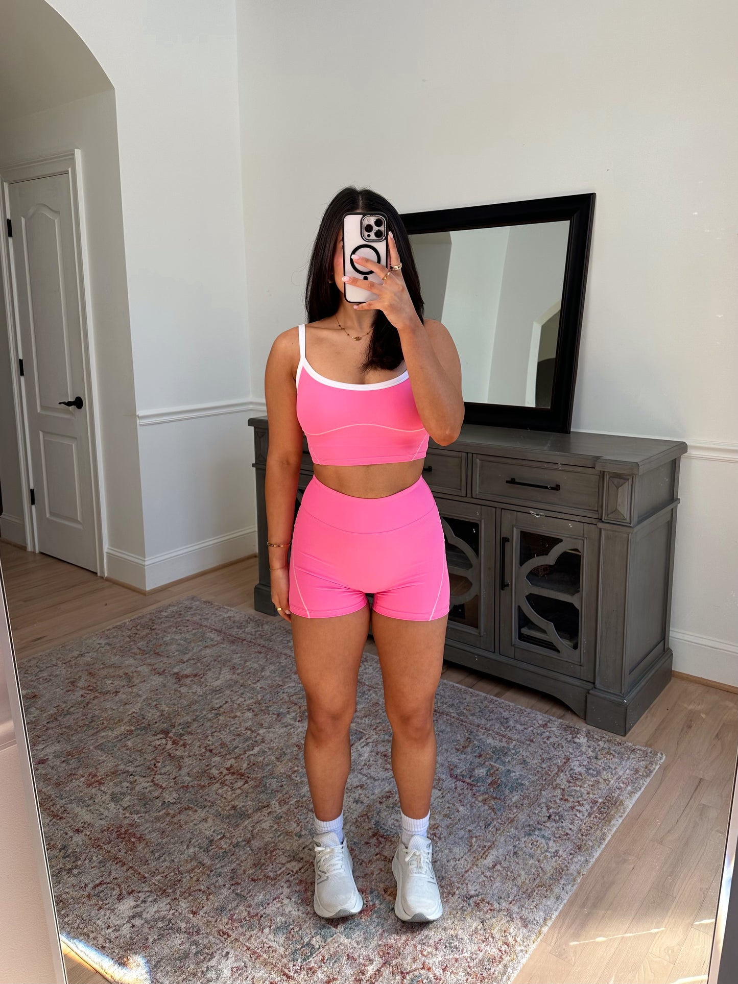 Pink & White Contour Tank Top