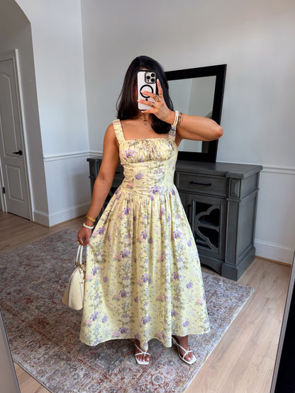 Spring Garden Bustier Midi Dress