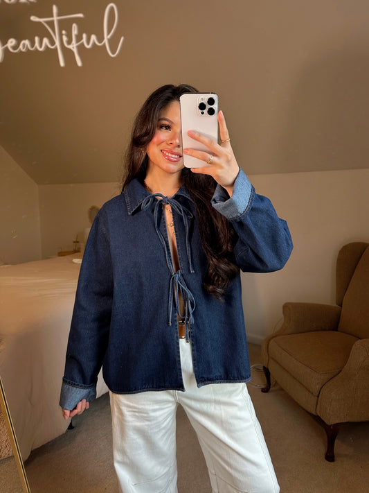 Dark Denim Front Tie Top