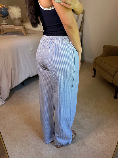 Blue Striped Seersucker Pants