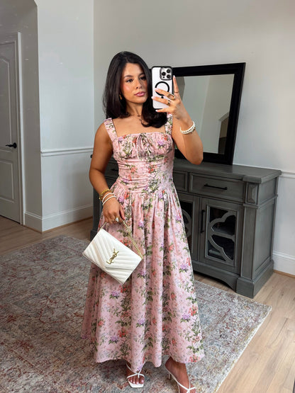 Blush Garden Bustier Midi Dress