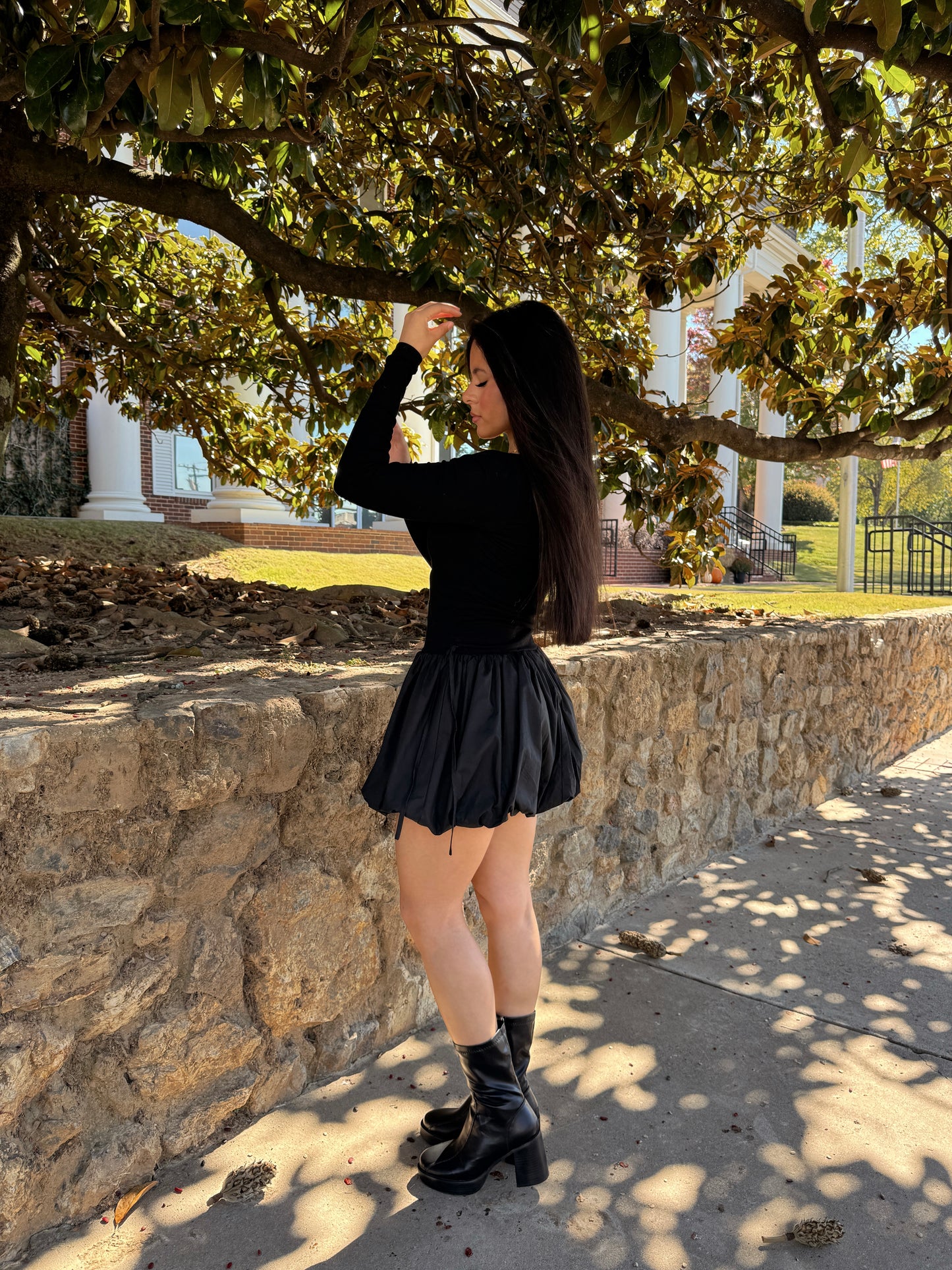 Black Bubble Hem Mini Dress