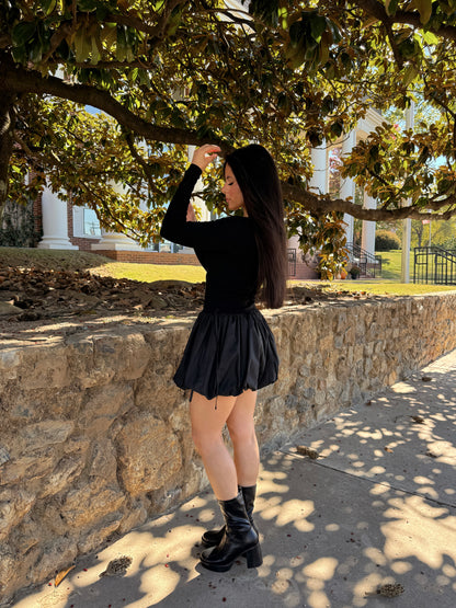 Black Bubble Hem Mini Dress