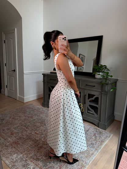 Old Money Polka Dot Midi Dress