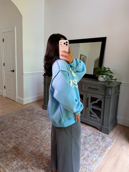 ‘Jesus Saves’ Puff Blue Mockneck