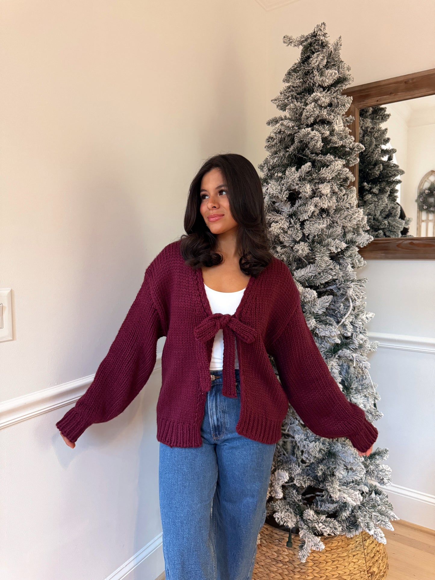 Burgundy Knit Reversible Sweater / Cardigan