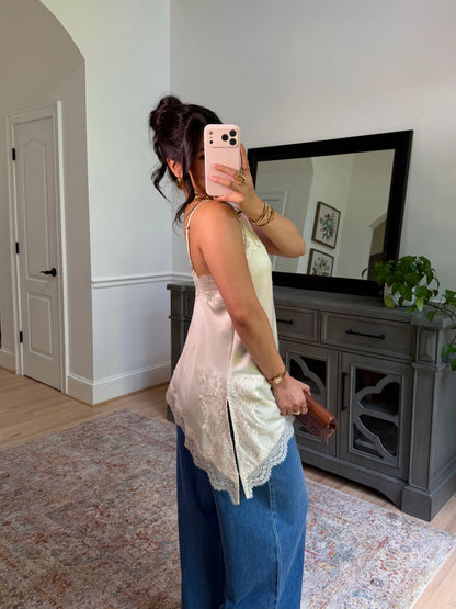 Sienna Cream Satin Lace Top