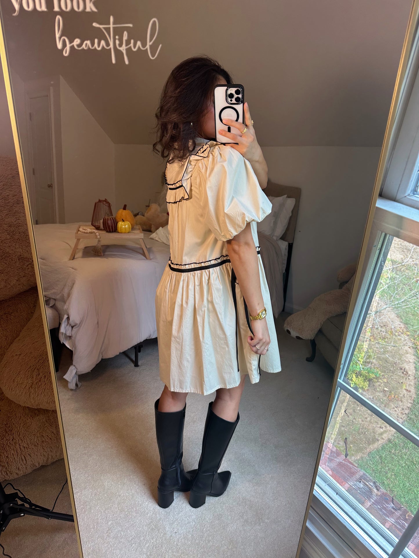 Cottage Chic Cream & Black Dress