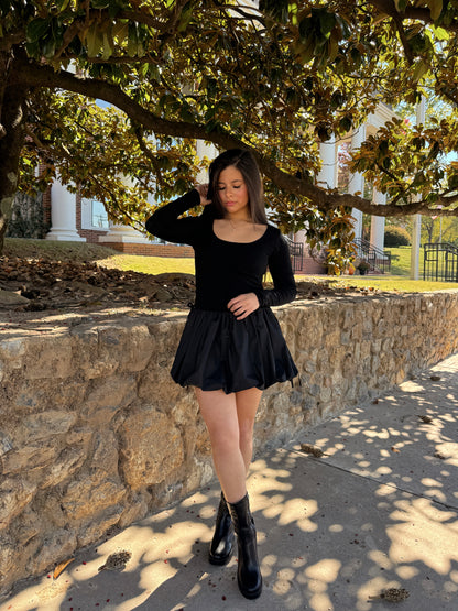 Black Bubble Hem Mini Dress
