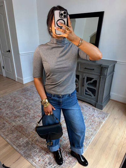 Aurelia Grey Mockneck Top