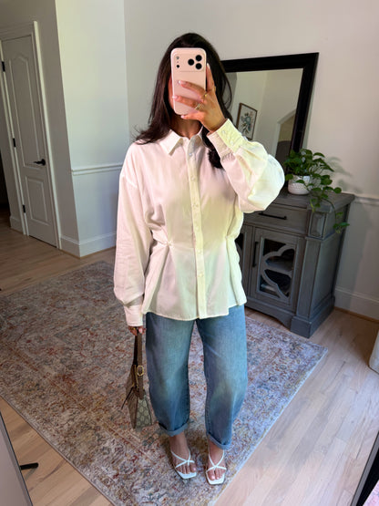 Soft Structure White Button-Up Top