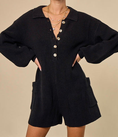 Black Knit Romper