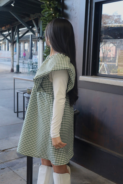 Houndstooth Ruffle Shoulder Dress