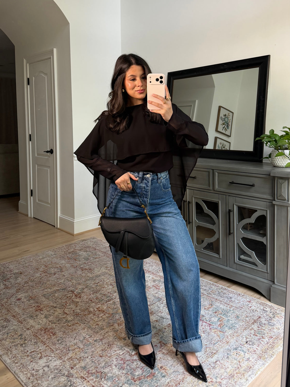Adore Black Chiffon Drape Top