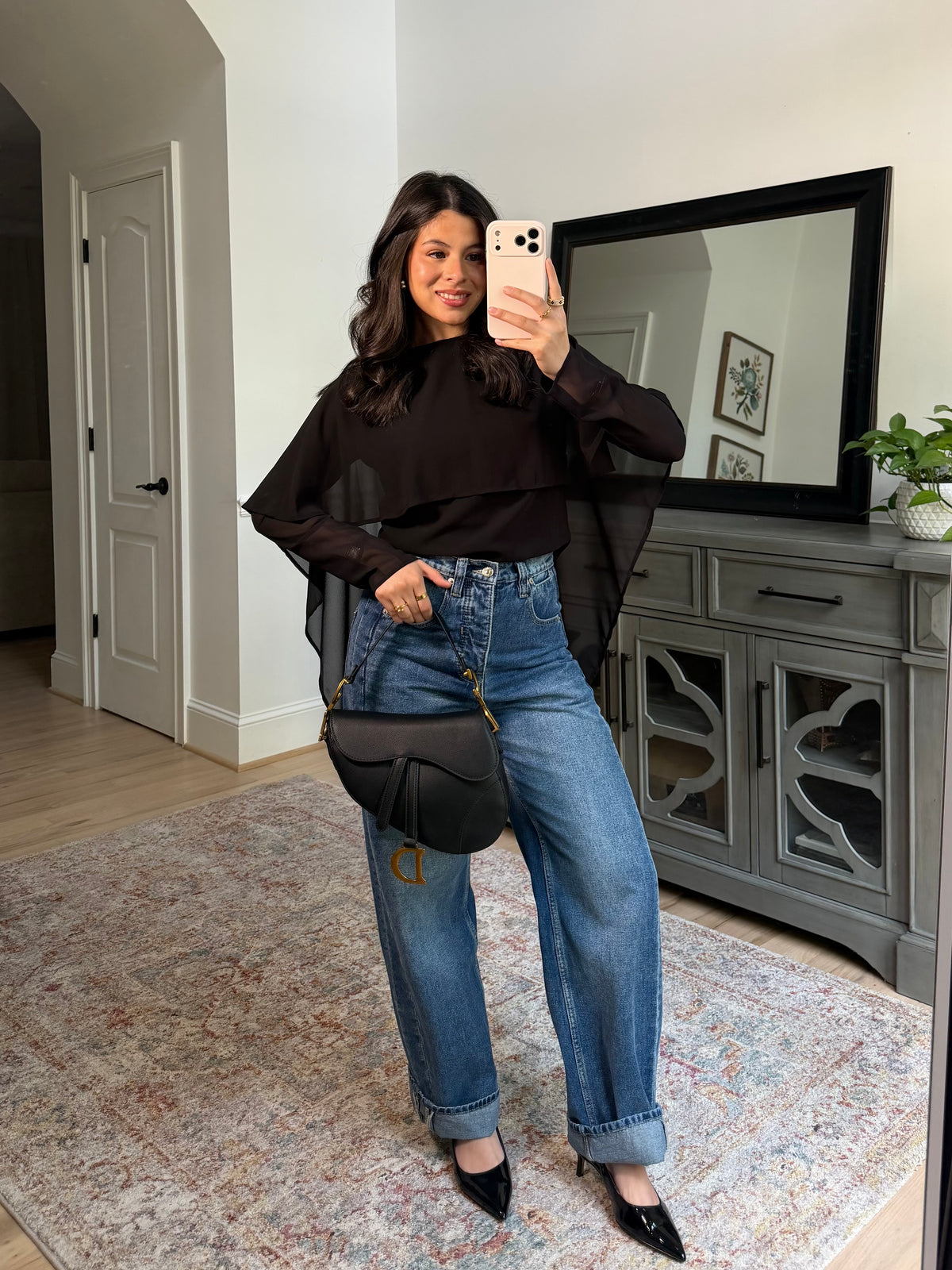 Adore Black Chiffon Drape Top
