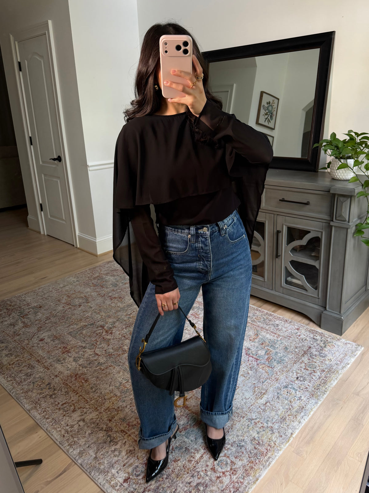 Adore Black Chiffon Drape Top