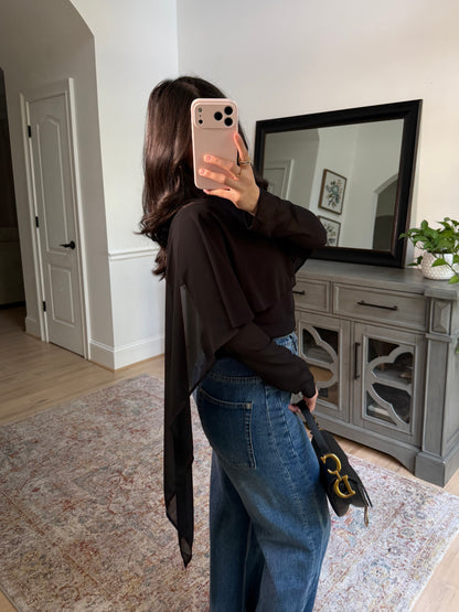 Adore Black Chiffon Drape Top